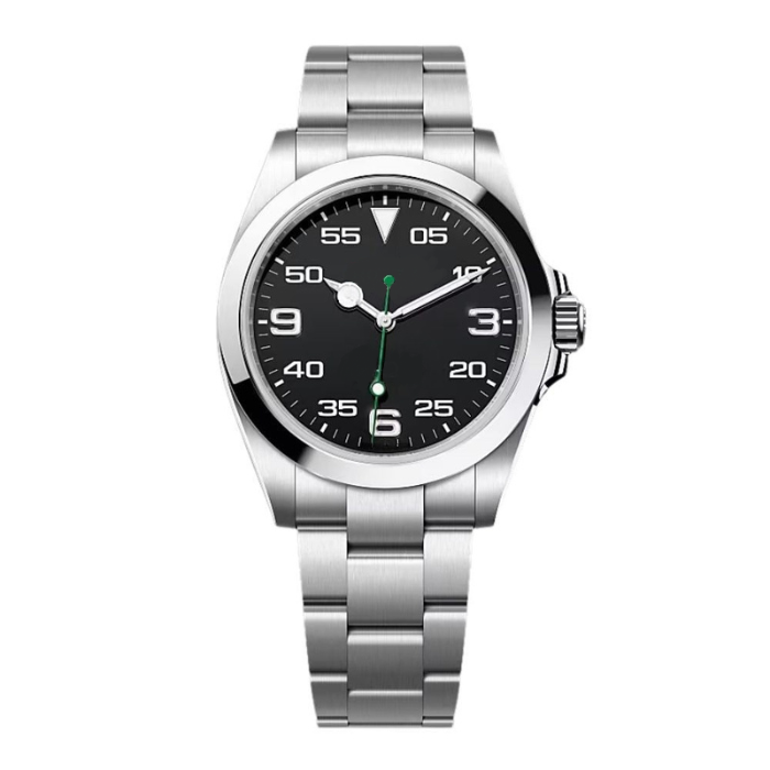 Pilot 40 – Black Dial | Steel Bracelet & Smooth Bezel