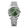 President 40 – Green Dial | Silver Tone Bracelet & Fluted Bezel