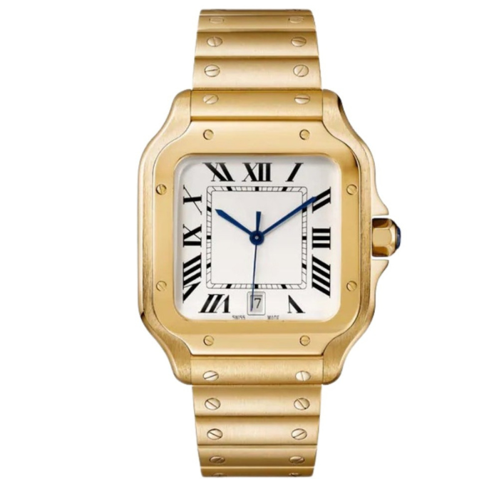 Classic Square 40 – Silver Dial | Gold Tone Case & Integrated Bracelet