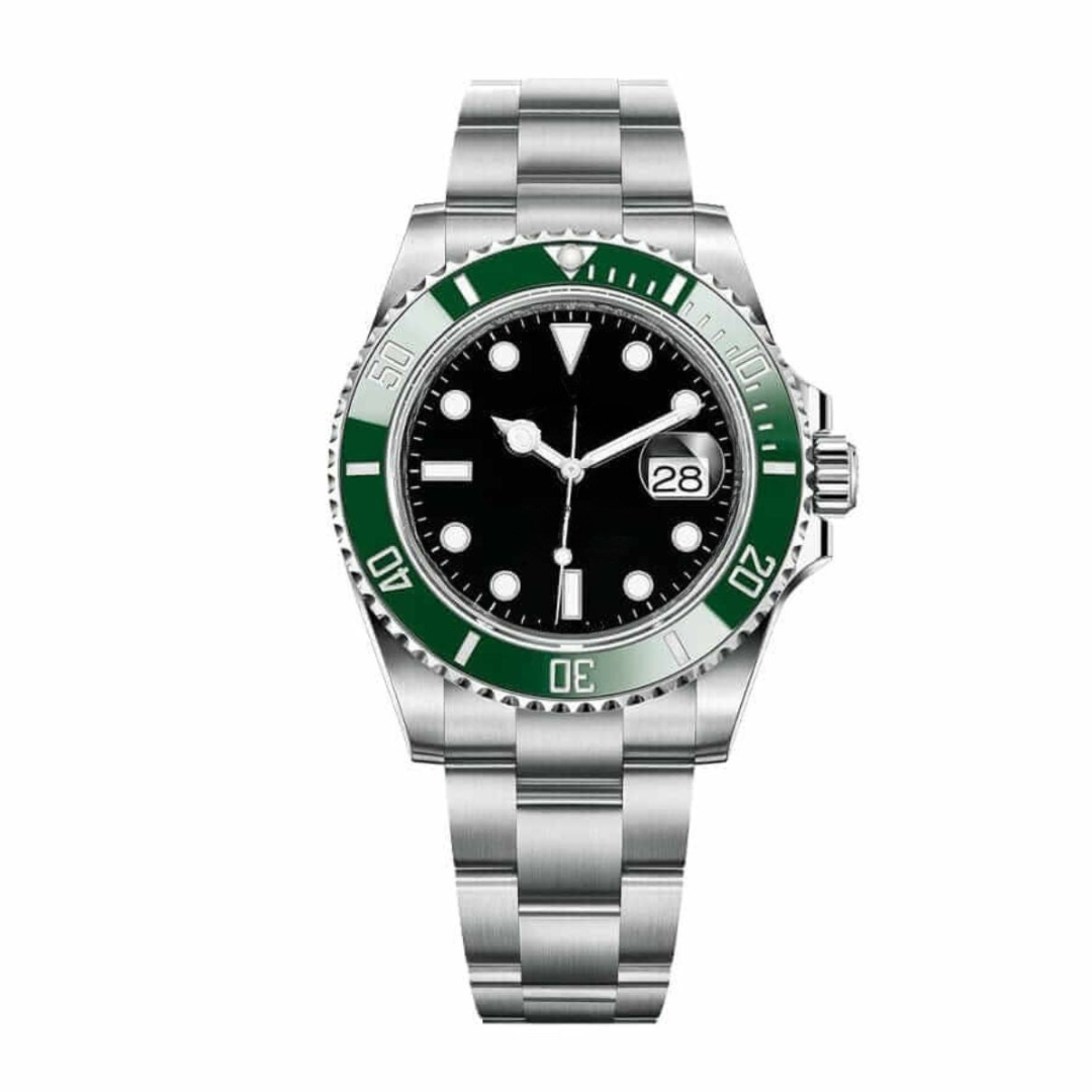 Diver 41 – Black Dial | Steel Bracelet & Green Ceramic Bezel