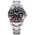 Dual Time 40 – Blue Dial | Silver Tone Bracelet & Red-Blue Ceramic Bezel