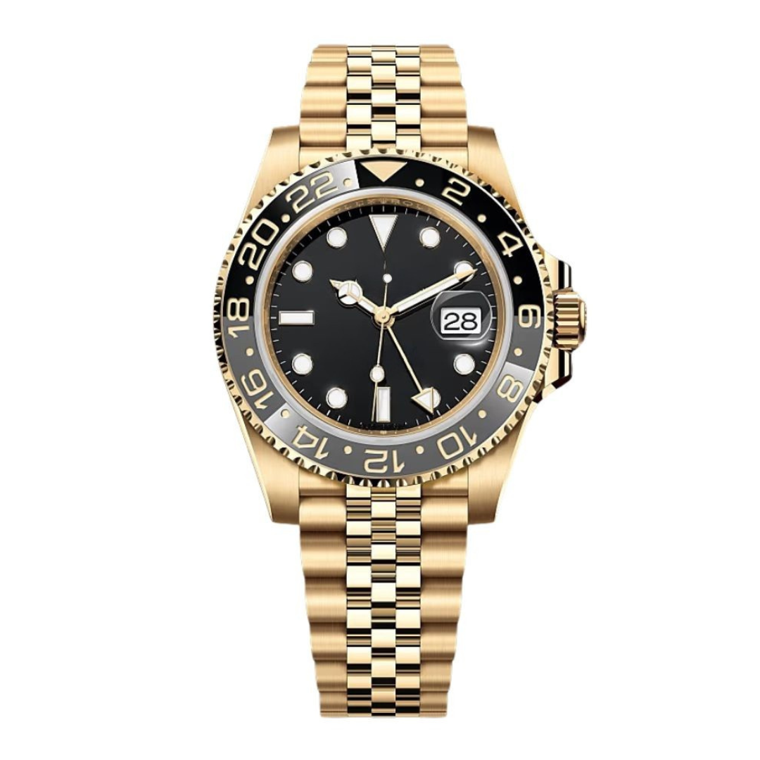 Dual Time 40 – Black Dial | Gold Tone Jubilee Bracelet & Grey-Black Ceramic Bezel