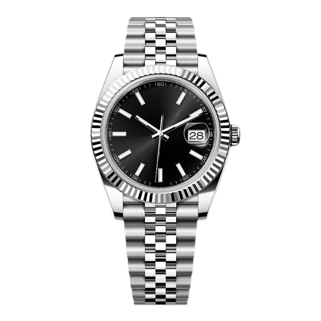 Classic Date 41 – Black Dial | Stainless Steel Jubilee Bracelet & Fluted Bezel