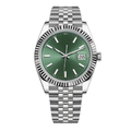 Classic Date 41 – Green Sunburst Dial | Stainless Steel Jubilee Bracelet &amp; Fluted Bezel