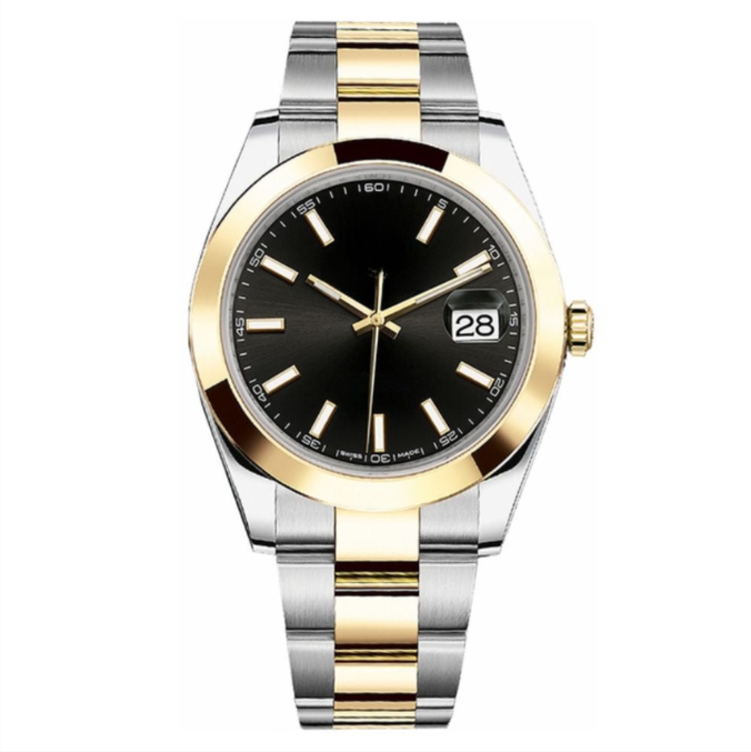 Classic 41 – Black Dial | Steel & Gold Tone Bracelet & Fluted Bezel